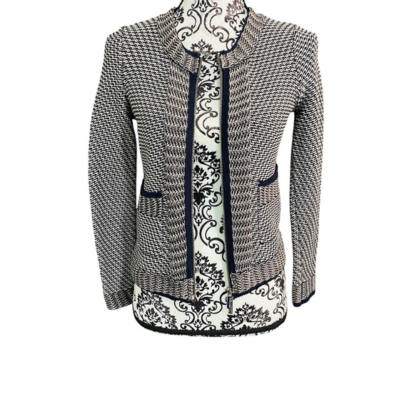 Karen Millen Woven Textured Zipper-front Jacket Sz-1 - Picture 4 of 7